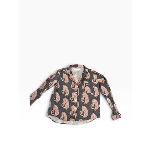 Desmond & Dempsey London Pink Tiger Print Pajama Top Sleep Shirt XL